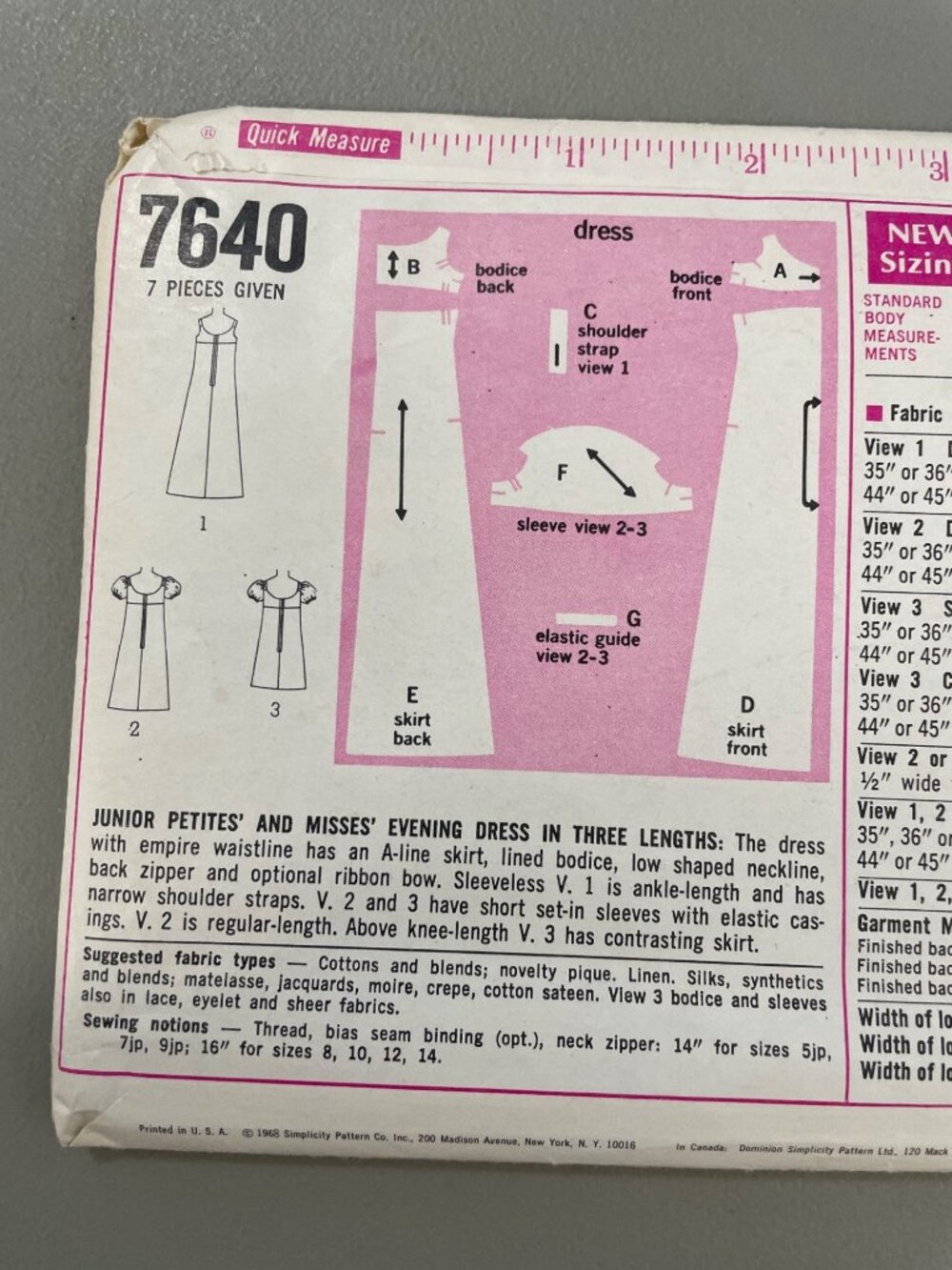 Vintage 60s Simplicity 7640 Sewing Pattern Size 10 Evening Dress 3 Lengths CUT - Picture 3 of 7